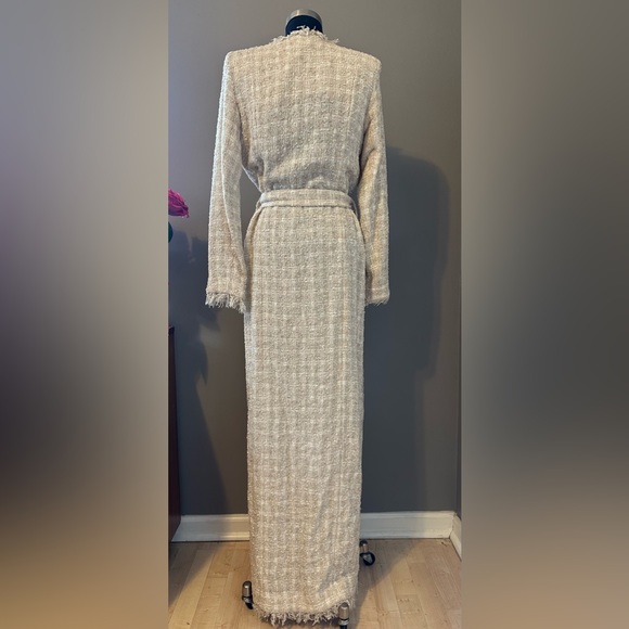 BALMAIN Tweed Fringe Trim Long Maxi Sweater Jacket 40 6 8 - Picture 7 of 11